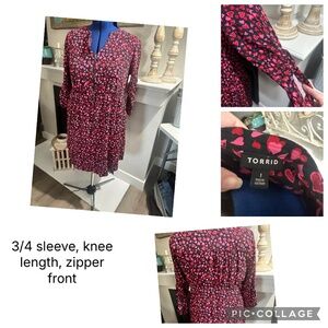 Torrid Black and pink heart zipper front dress